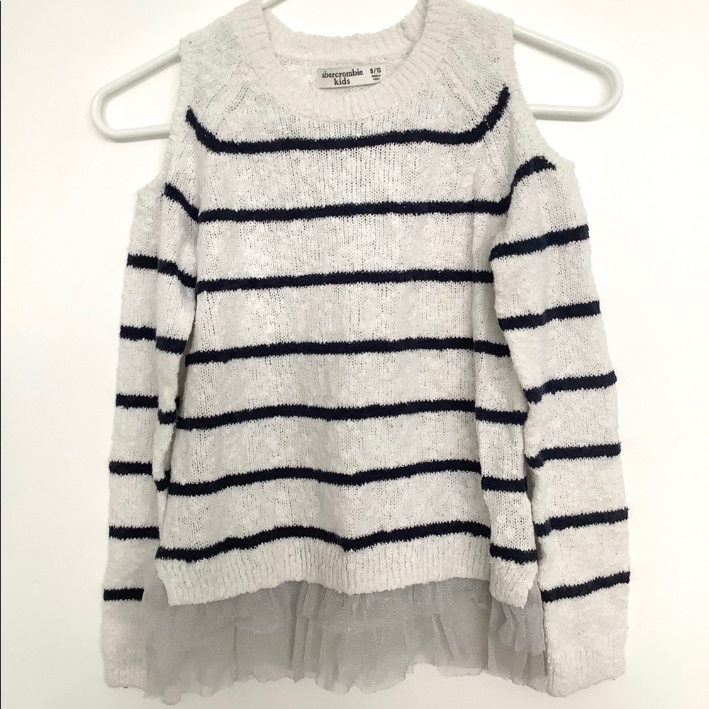 abercrombie striped off the shoulder top